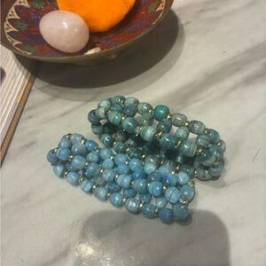 Blue Beaded Bracelet Set